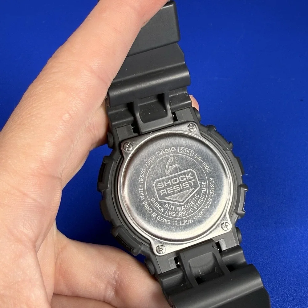 Casio G-Shock 5081 GA-100C Charcoal Blue Hands Analog Digital Watch Face